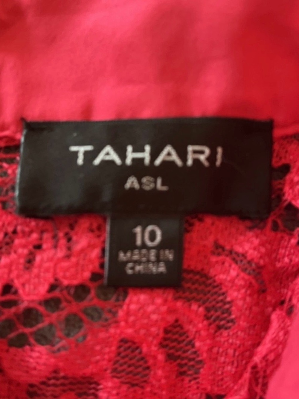 Tahari ASL Scallop Hem Raspberry Lace Fit & Flare Dress Size 10 MSRP $159 NWOT - Picture 7 of 8